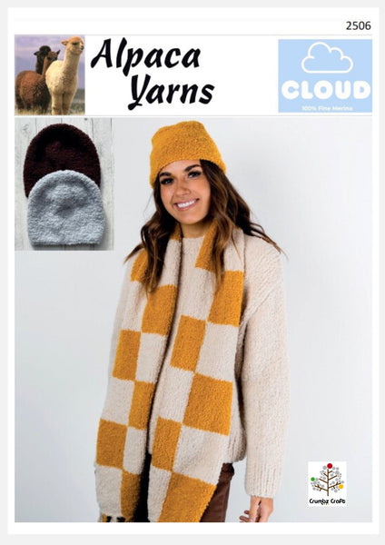 2506 Cloud Check Scarf & Beanie (e-pattern)