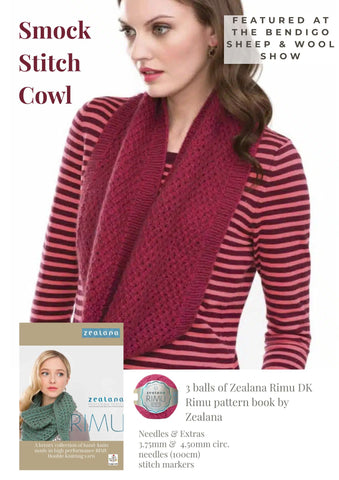 Smock Stitch Cowl - Featured at the Bendigo Show