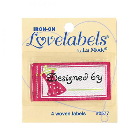 Iron On Love Label - 'Designed by' Qty 4 2577