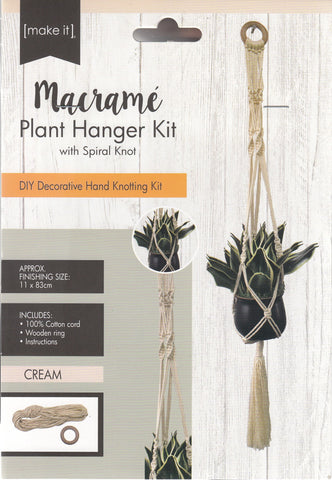 Macrame Plant Hanger Kit with Spiral Knot 141324-Cream
