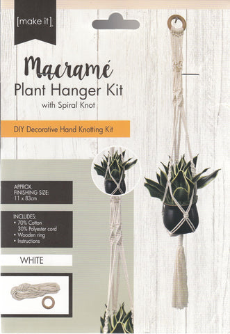 Macramé Plant Hanger Kit with Spiral Knot 141324-White
