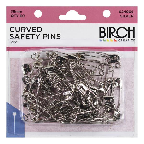 Curved Safety Pins Steel 60pk 024066