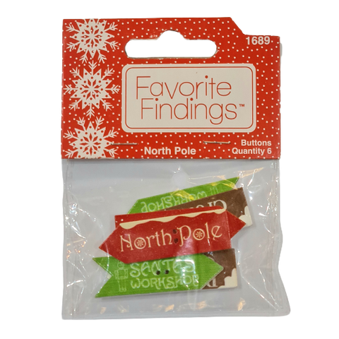 North Pole Buttons Assorted Qty 6 1689