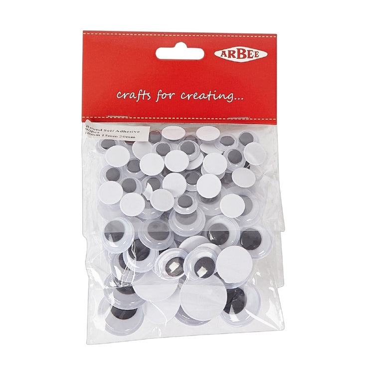 Joggle Eyes Self Adhesive 10, 15, 20mm 90pack