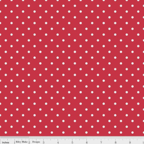 Swiss Dot White Dot on Red C670-80 110cm