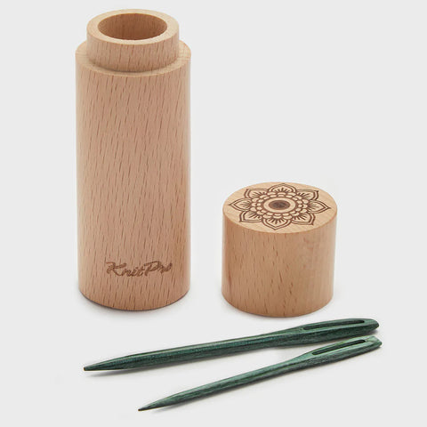 Mindful Teal Wooden Darning Needle Container 36635